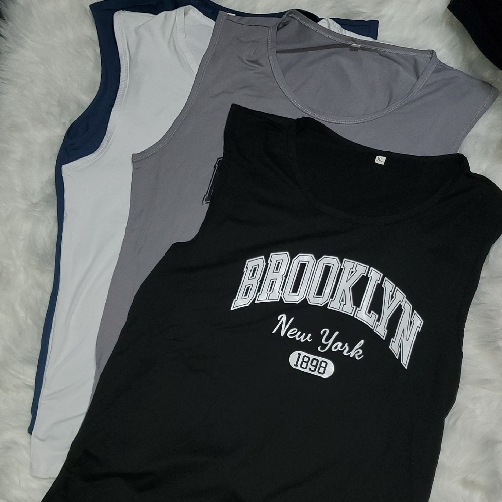 Set Of 4 Brooklyn New York Athletic Tshirts - Black, Gray, Blue And White.